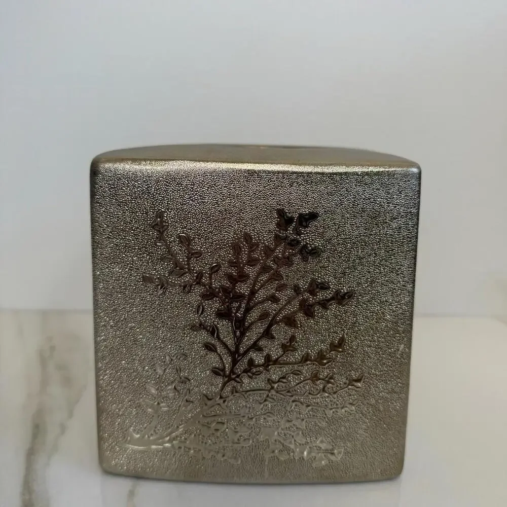 Saturday Knight Ltd Tissue Box Metallic Leaf Tree Branch Design Ceramic
